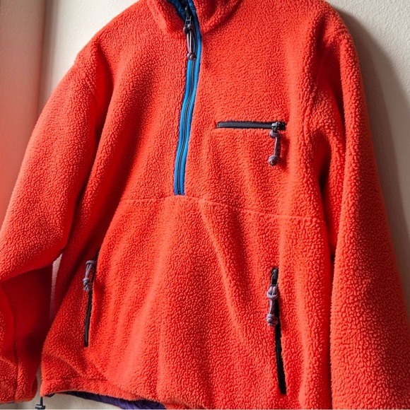 Tory Burch REVERSIBLE NYLON FLEECE PULLOVER JACKET Purple Orange Sz XS - Picture 13 of 16